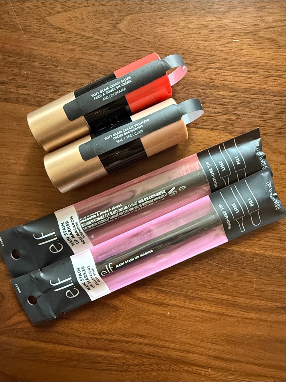 e.l.f. Lip Liners & bronzer, blush Sticks Bundle — new
